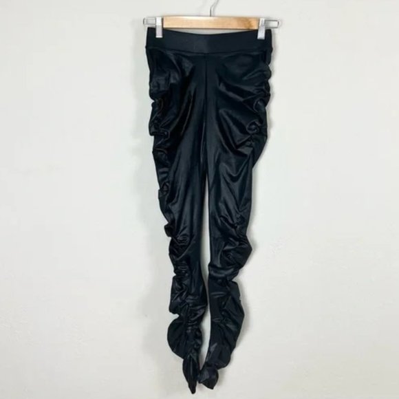 Alo Yoga High Waist Ruched Cinched Leggings Black Shine Size Medium NWT - Picture 4 of 6